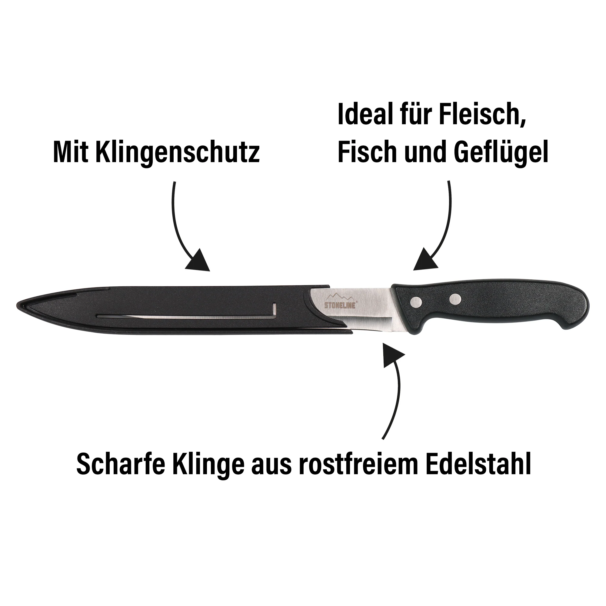 STONELINE® 31,5 cm Fleischmesser, mit Klingenschutz
