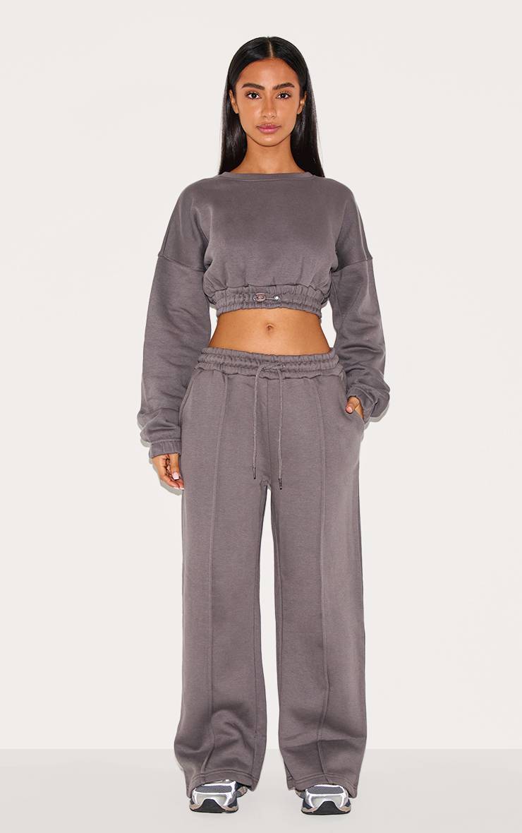 Steel Blue Jogging Petite À Jambes Larges Avec Détails De Coutures
