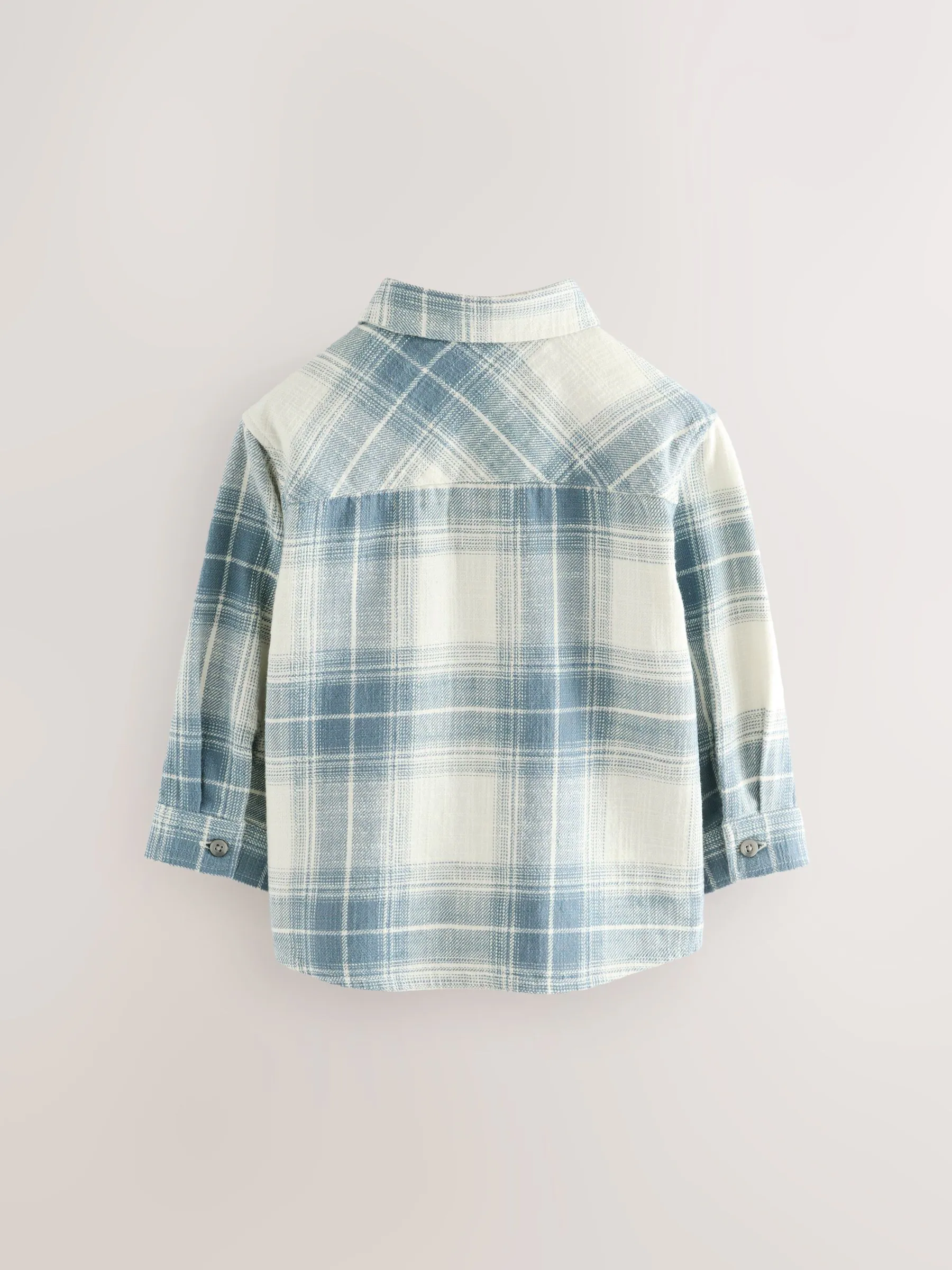 Blauw geruit - Set van T-shirt en shirt met lange mouwen (3mnd-7jr)