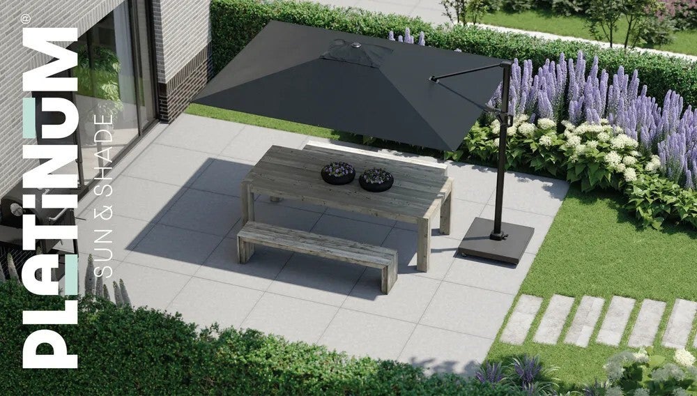 Platinum Sun & Shade zweefparasol Challenger T2 zwart 98+UV 350 x 260 x 246 cm