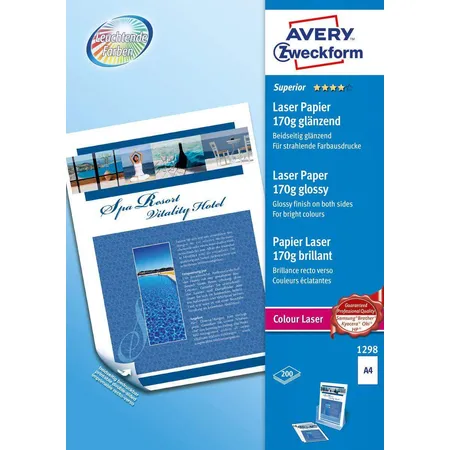 Avery Zweckform 1298 Superior Colour Laser Papier, DIN A4, beidseitig beschichtet, 170 g/m², 200 Blatt