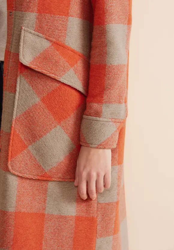 Printmantel mit Wolle - strong apricot