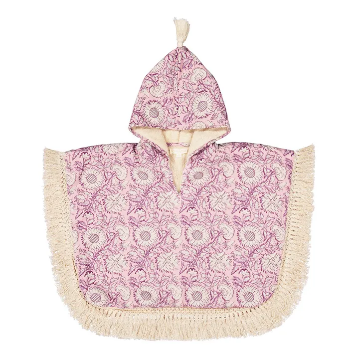 Louise Misha Poncho de bain Mael en coton bio | Rose