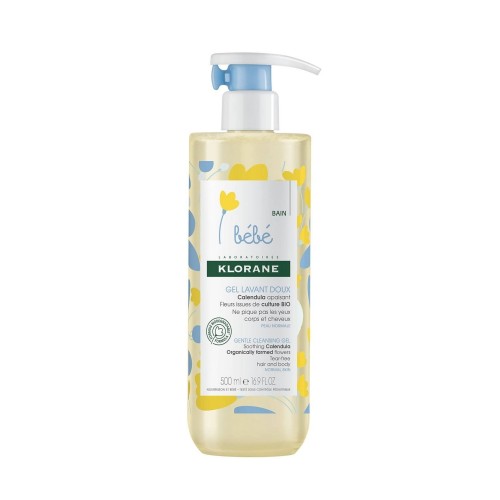 Klorane Calêndula BIO Gel Limpeza bebé para cabelo e corpo pele normal 500ml