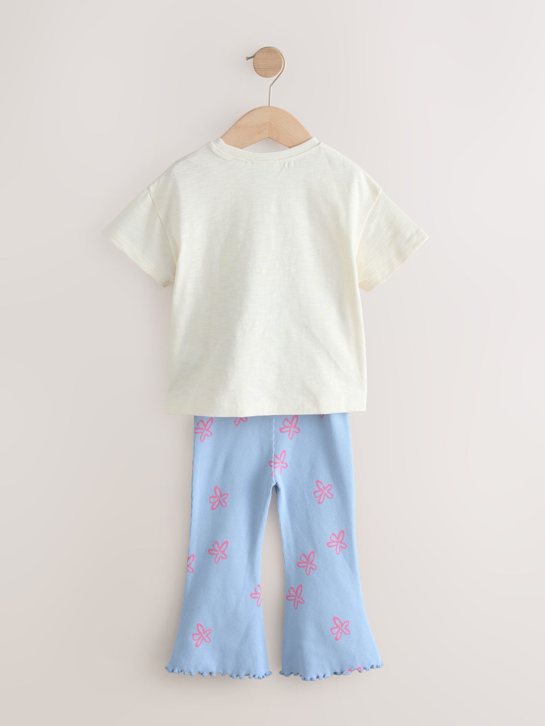 Blauw/ecru - Bluey set van T-shirt met korte mouwen en uitlopende leggings (3 mnd - 7 jr)