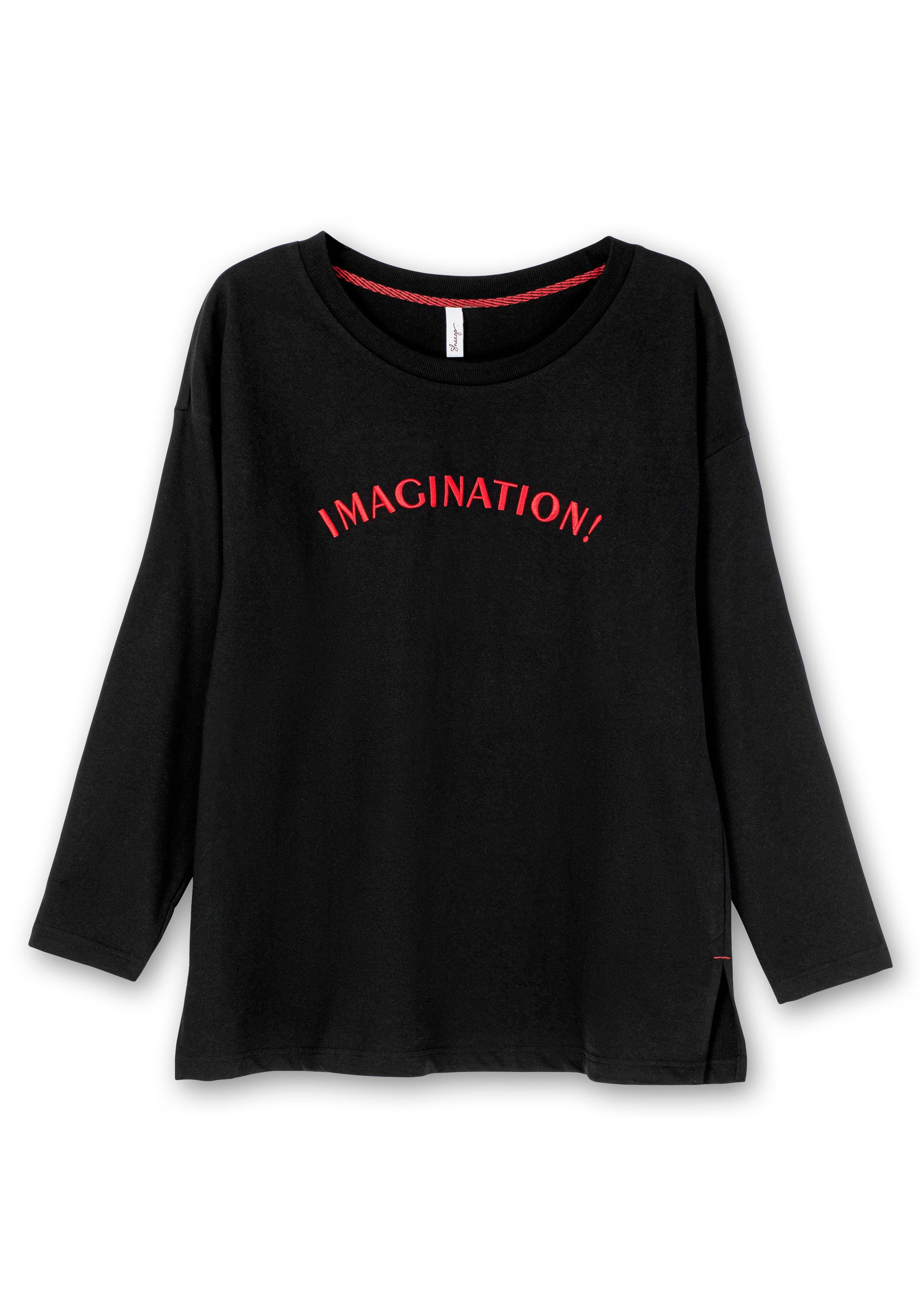 Sweatshirt mit Wording-Stickerei, leichte Qualität