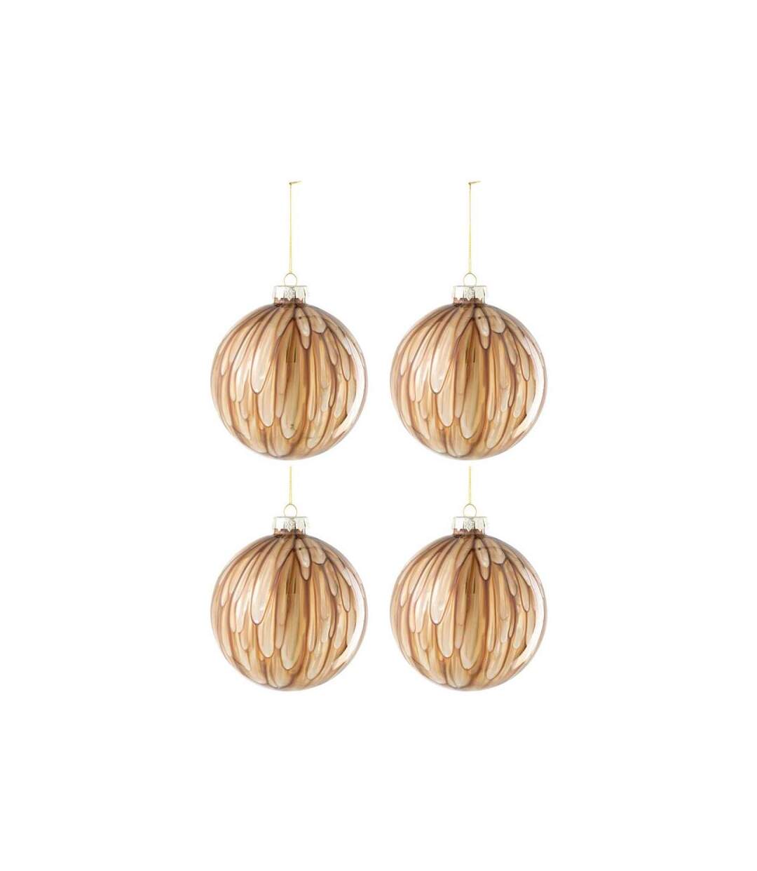 Paris Prix - Lot De 4 Boules De Noël Taches keri 12cm Marron