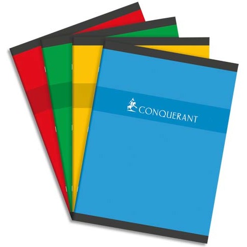Cahier Conquérant 7 piqûre 192 pages 70g Seyès 24x32 cm. Couverture carte 300g