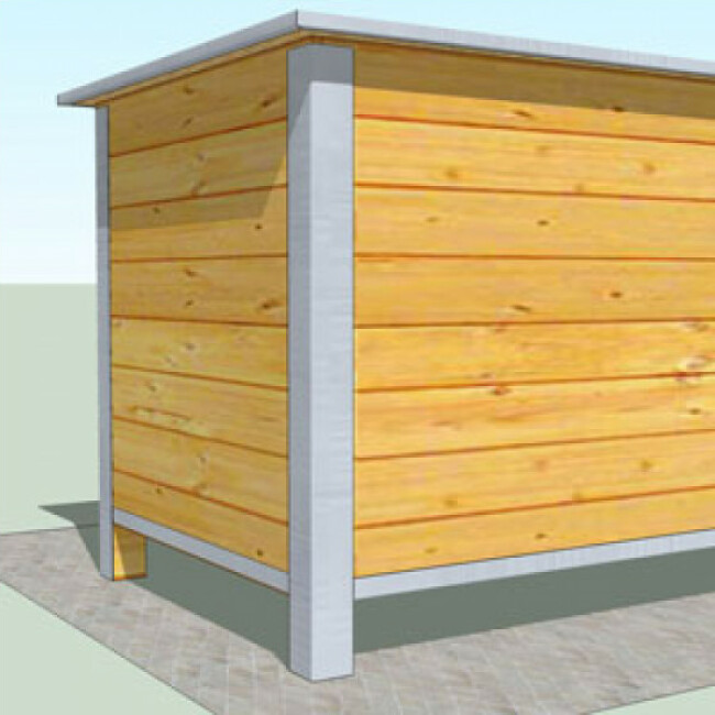 Niche isolée en bois avec toit plat pour chien