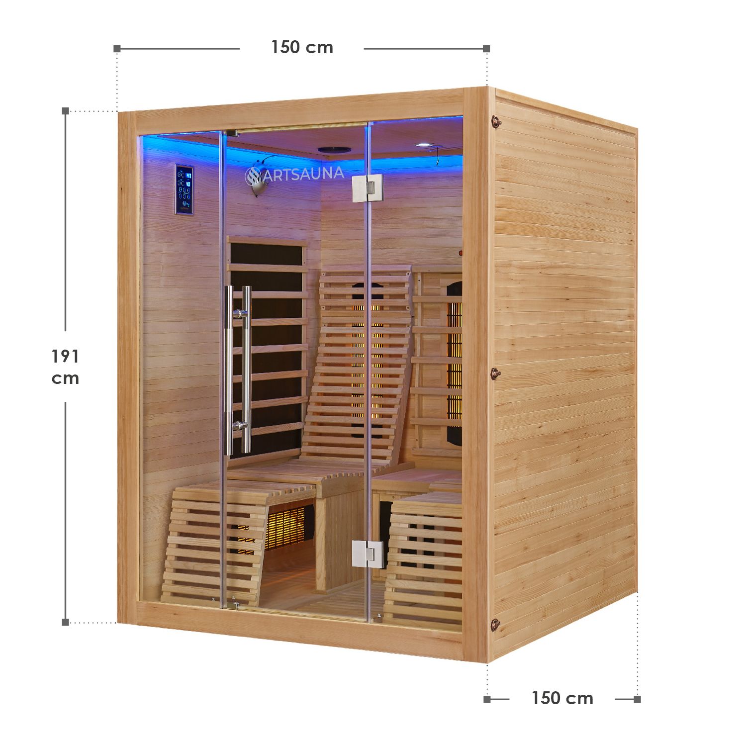 Artsauna Infrarotkabine Wärmekabine Helsinki 150 mit Dual-Technologie & Hemlockholz