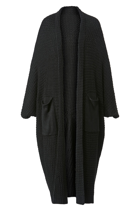 Strickponcho, oversized, Strukturstrick offene Form, Langarm