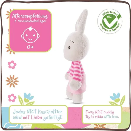 NICI Schlenker Hase Happy Bunnie grau, 15 cm