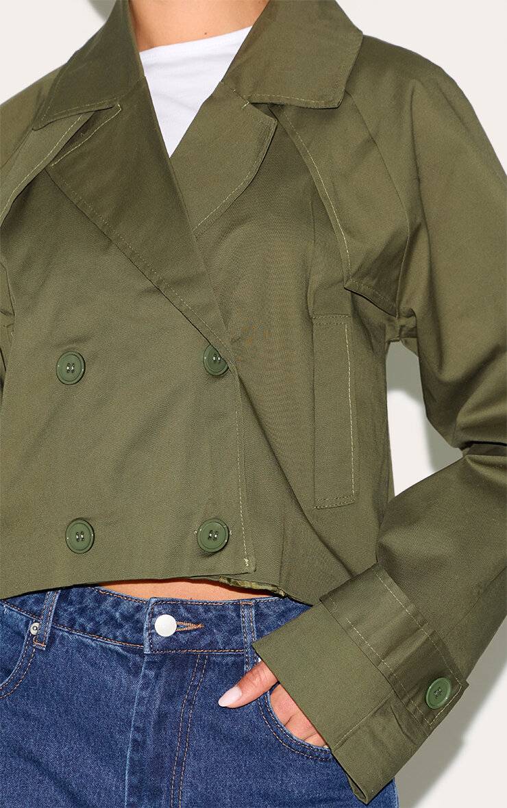 Kaki Trench-coat Court Avec Détail De Patte De Tempête