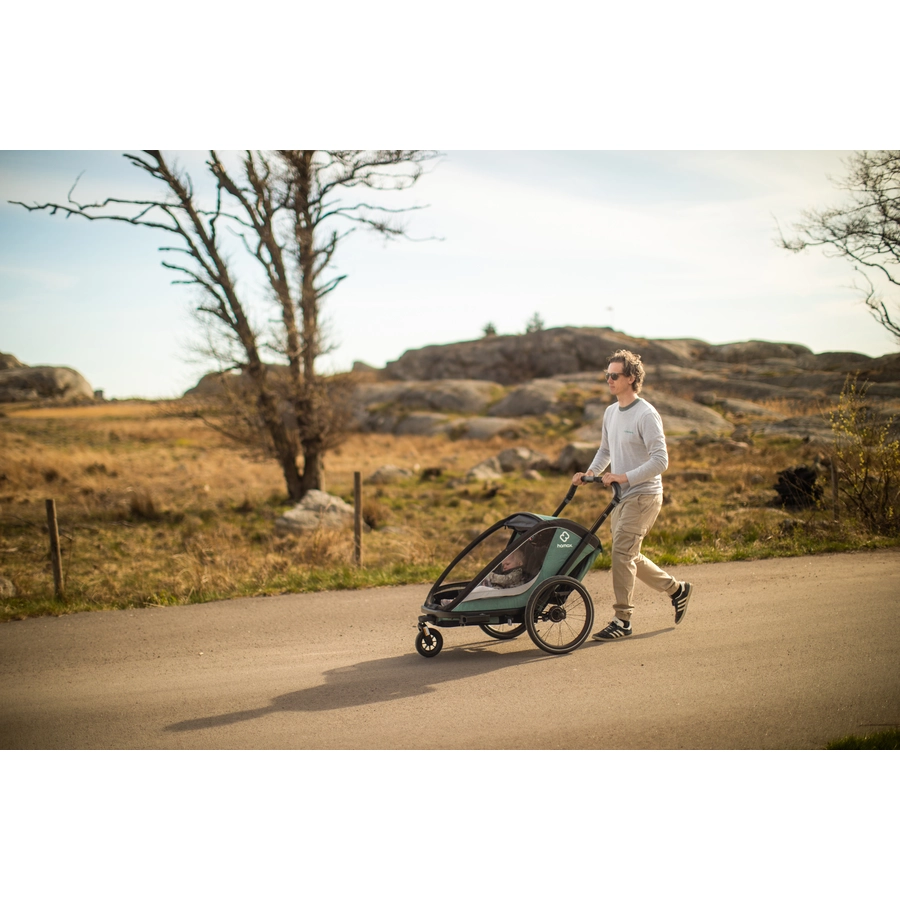 hamax Kinderfahrradanhänger Cocoon Zweisitzer greenblack