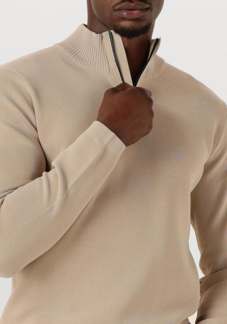 beige genti trui turtle zip