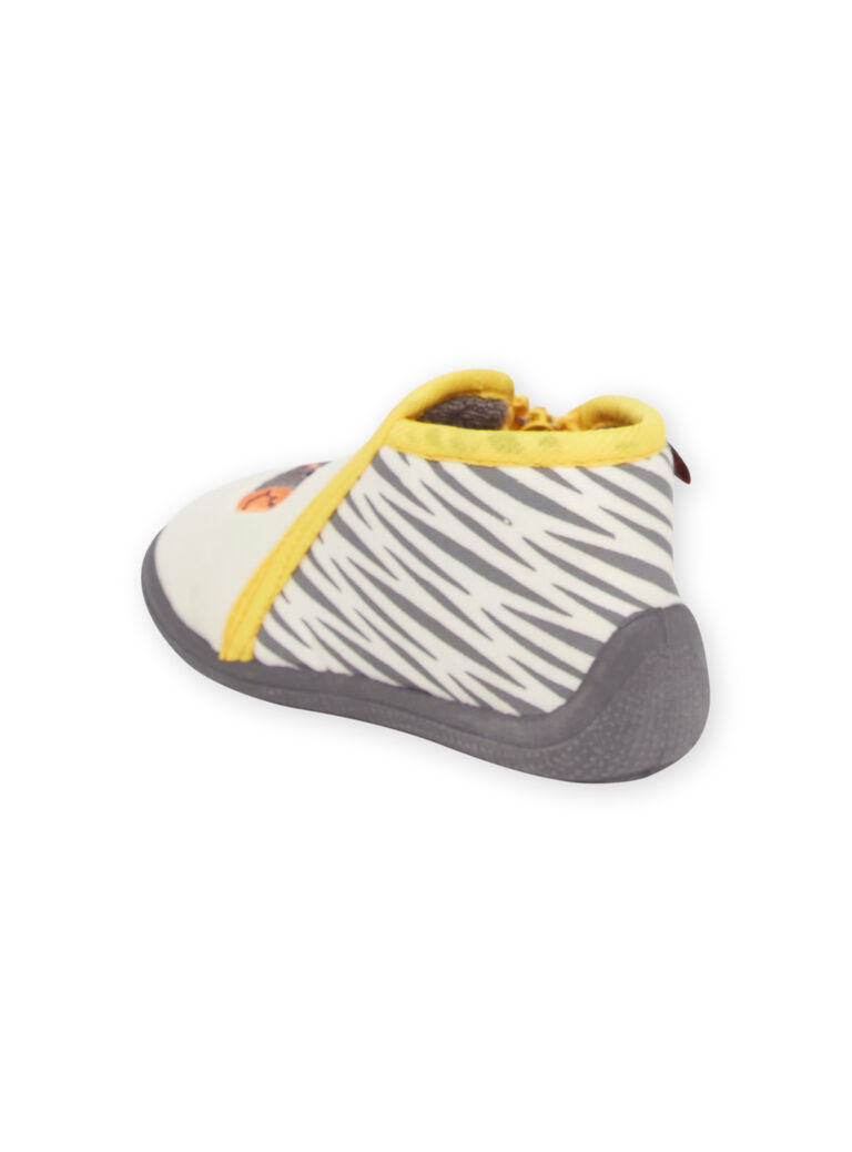Bottillons gris chiné, gris et jaunes zèbre bébé garçon