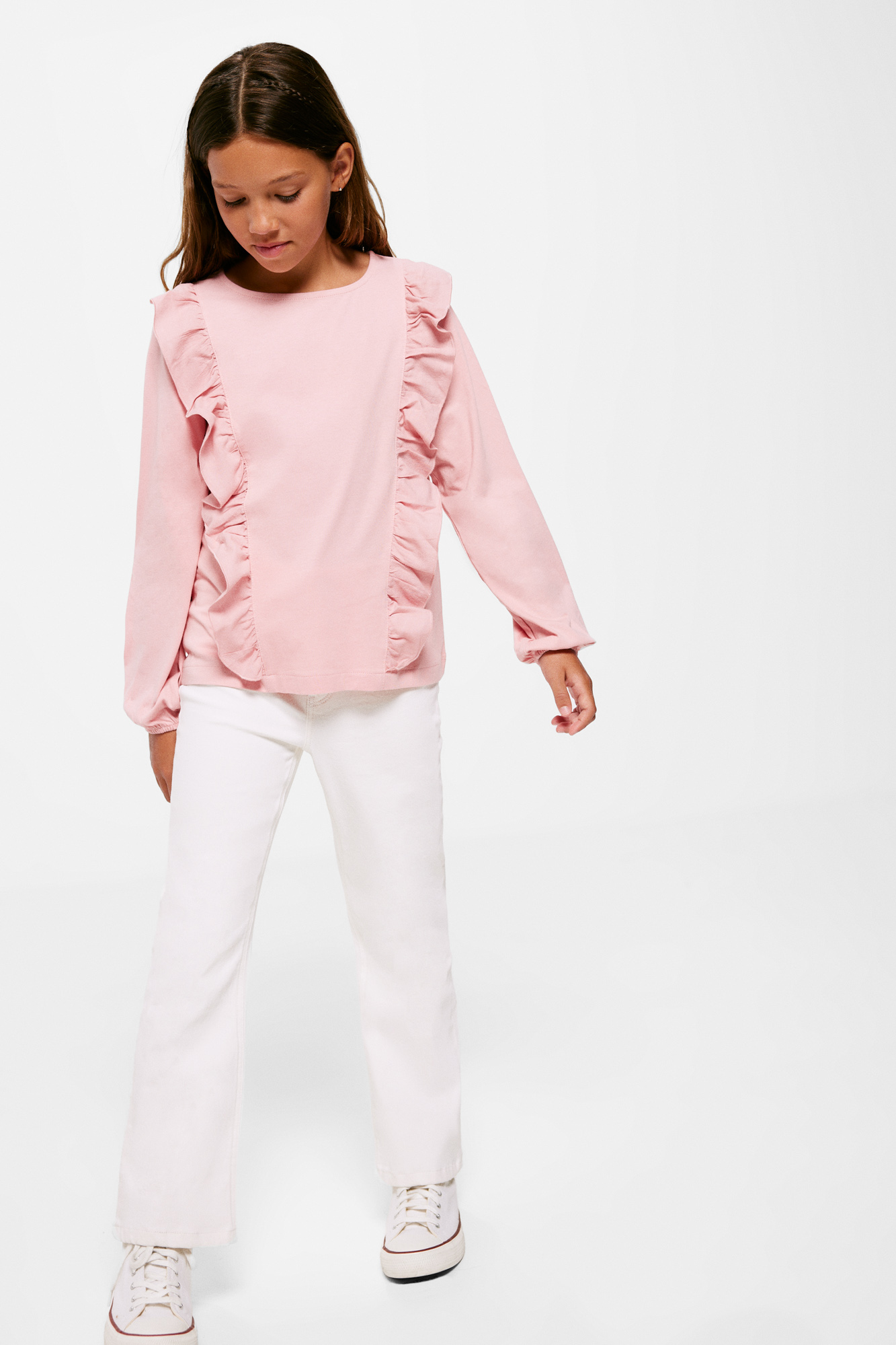 camiseta infantil com babados