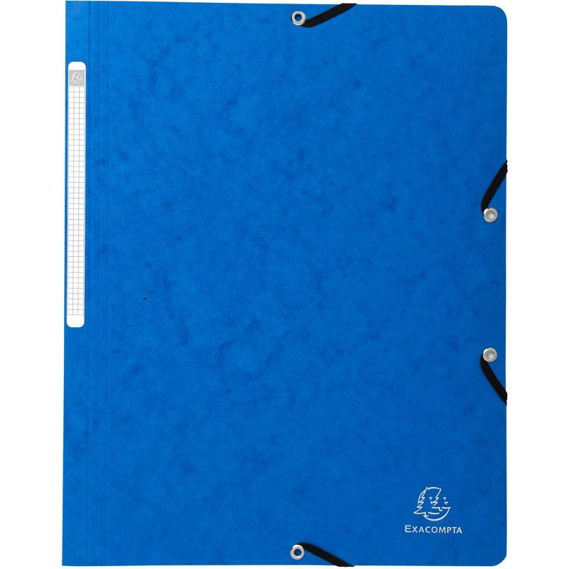 Chemises à élastiques sans rabats carte lustrée 400 g Exacompta 24 x 32 cm couleur bleu