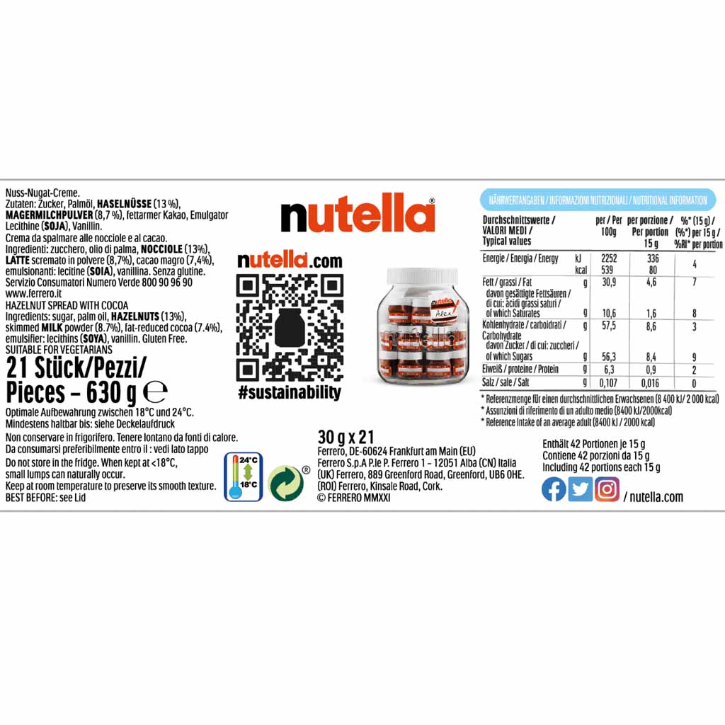 Nutella Brotaufstrich Friends Edition 21x30g=630g MHD:3.12.24
