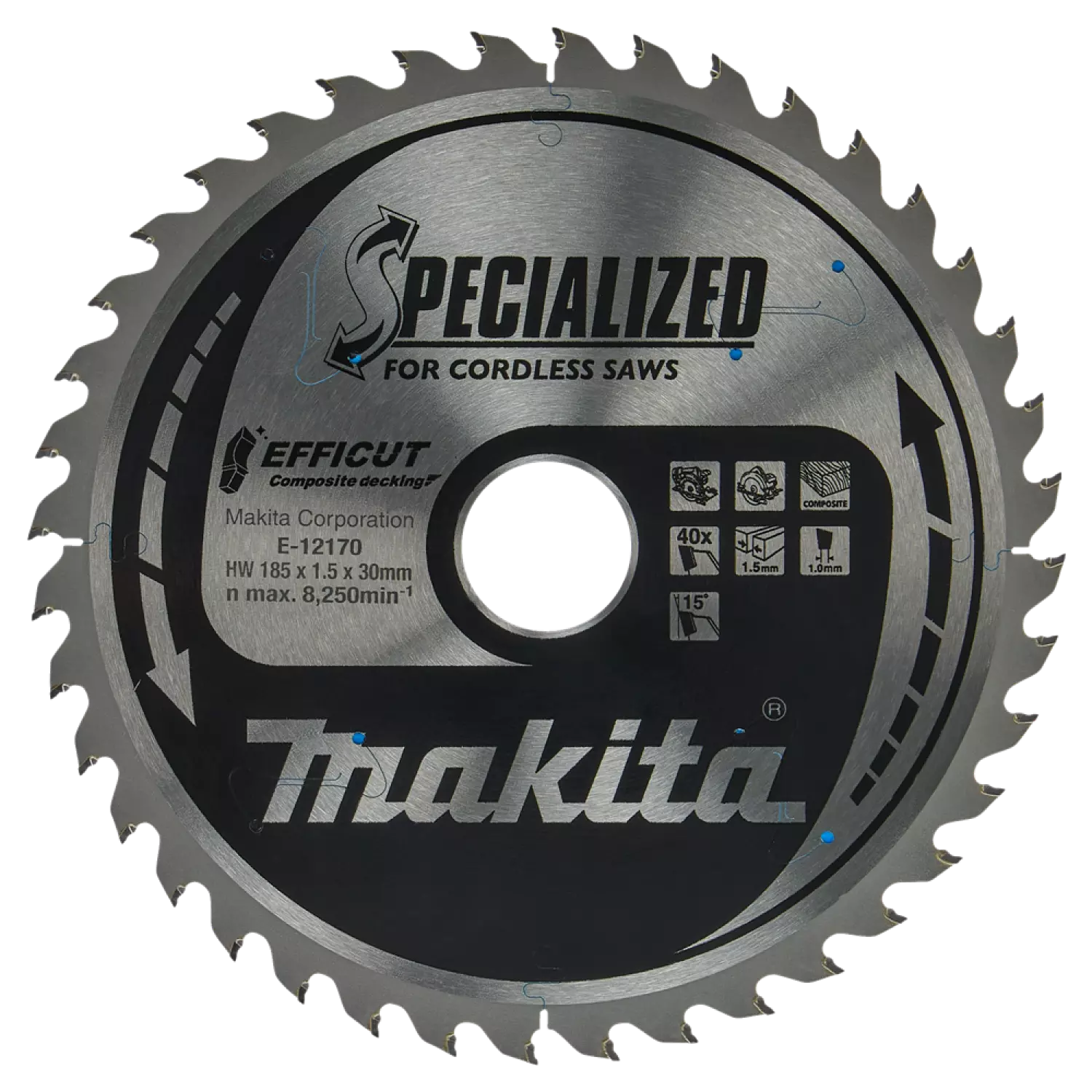 Makita E-12170 Efficut Cirkelzaagblad WPC - 185x30x1,5mm 40T