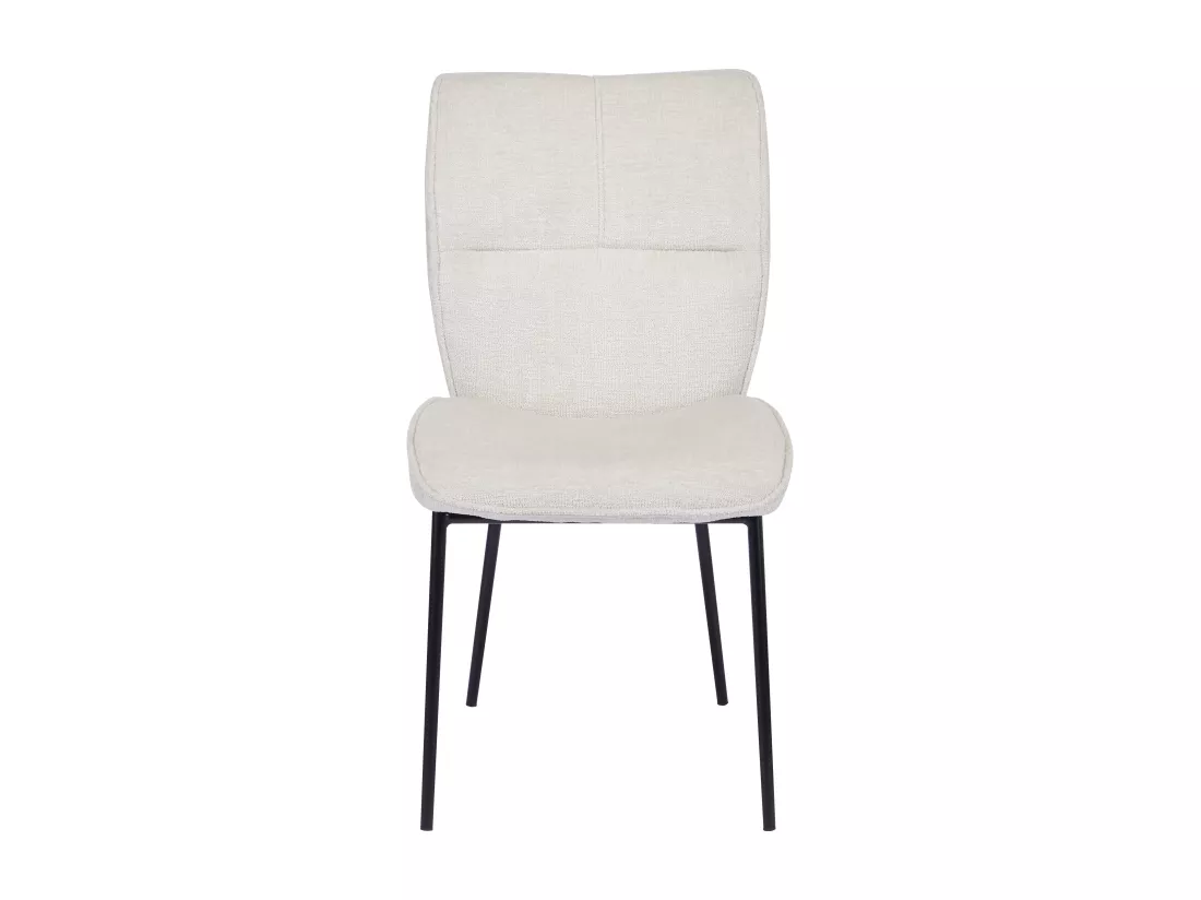 Lot de 6 chaises en tissu texturé et métal noir - Crème - TIANIVA