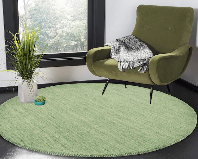 THEKO Wollteppich »Gabbeh Uni, Handgefertigt, Teppich, meliert, reine Wolle,« rund 14 mm Höhe Wohnzimmer, Esszimmer, Schlafzimmer, auch als Läufer oder rechteckig