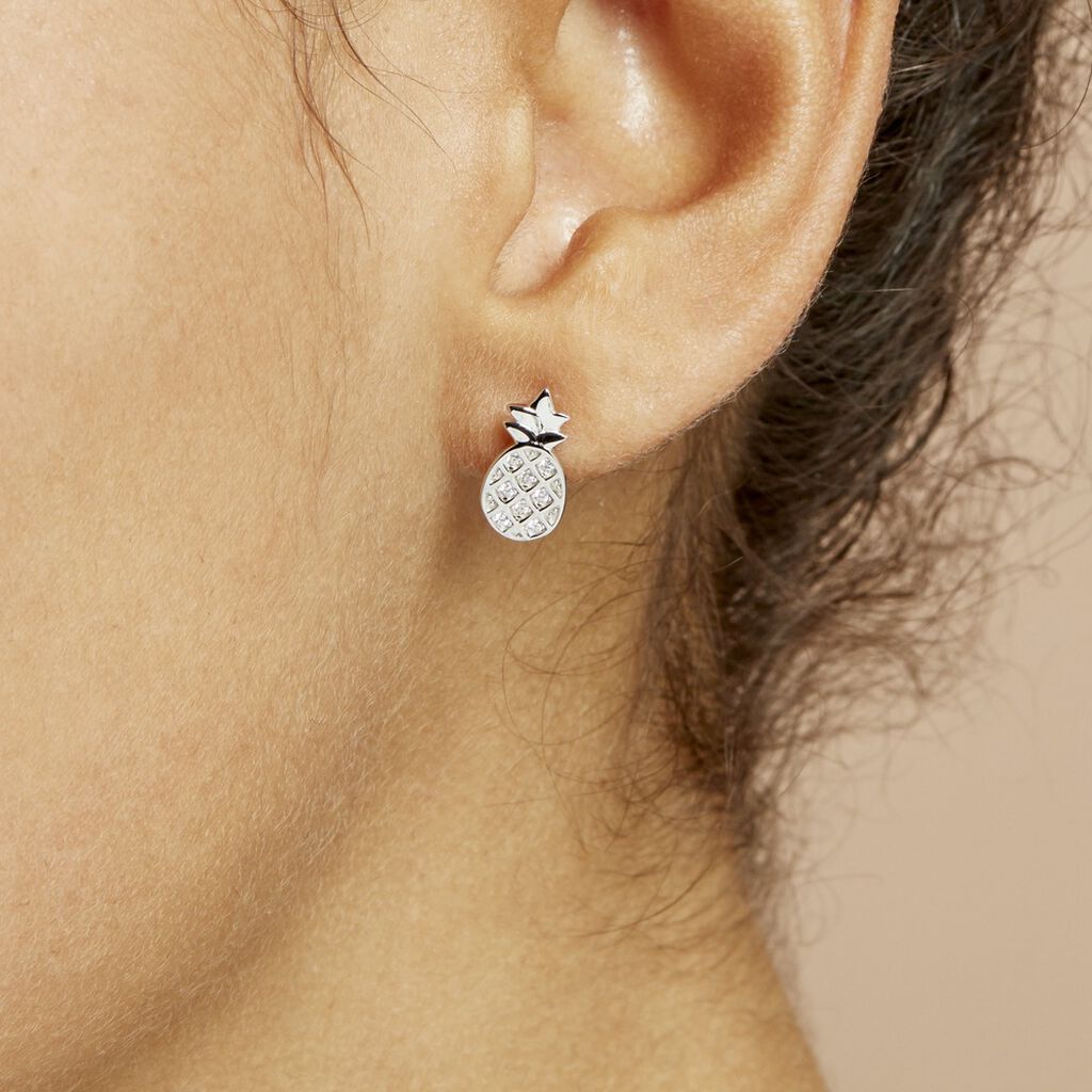 Boucles D'oreilles Puces Harold Argent Blanc Oxyde De Zirconium