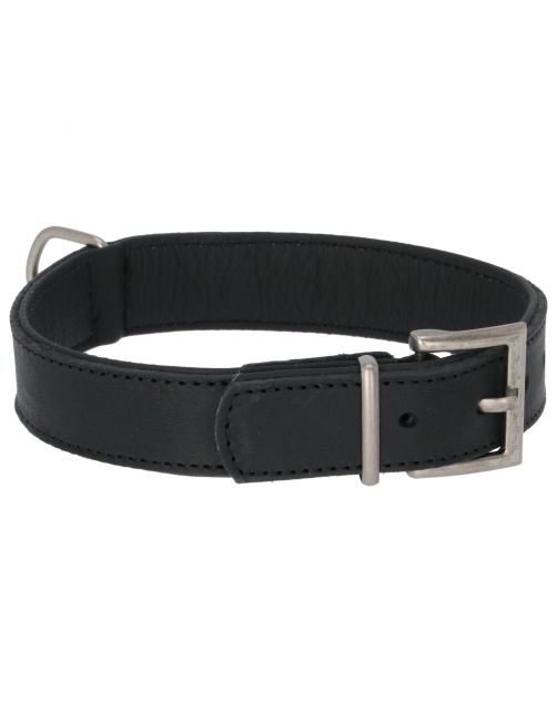 Adori Halsband Vetleder Gevoerd Zwart&Zwart - Hondenhalsband