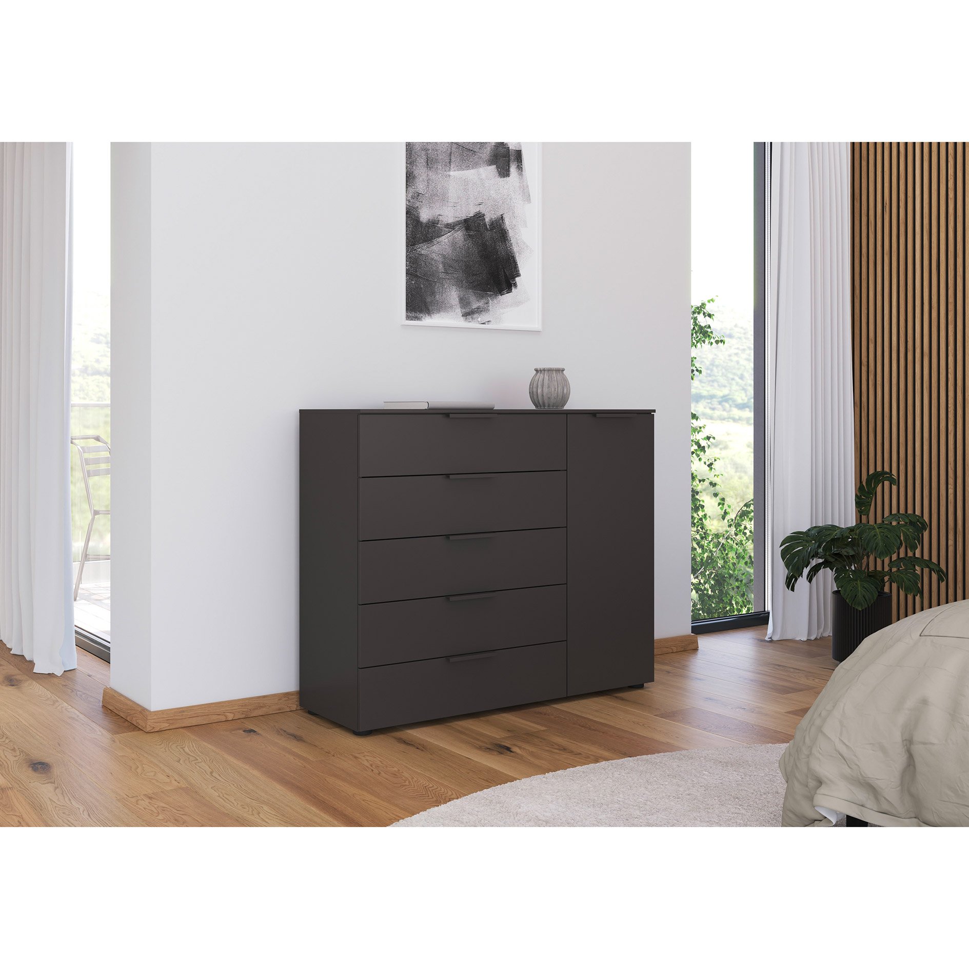 Kommode - graphit - Graphitgriffe - 120 cm