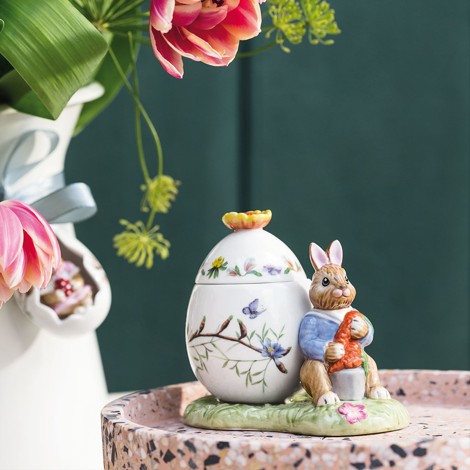 Bunny Tales Round jar Green, 4.4'' x 2.6'', porcelain