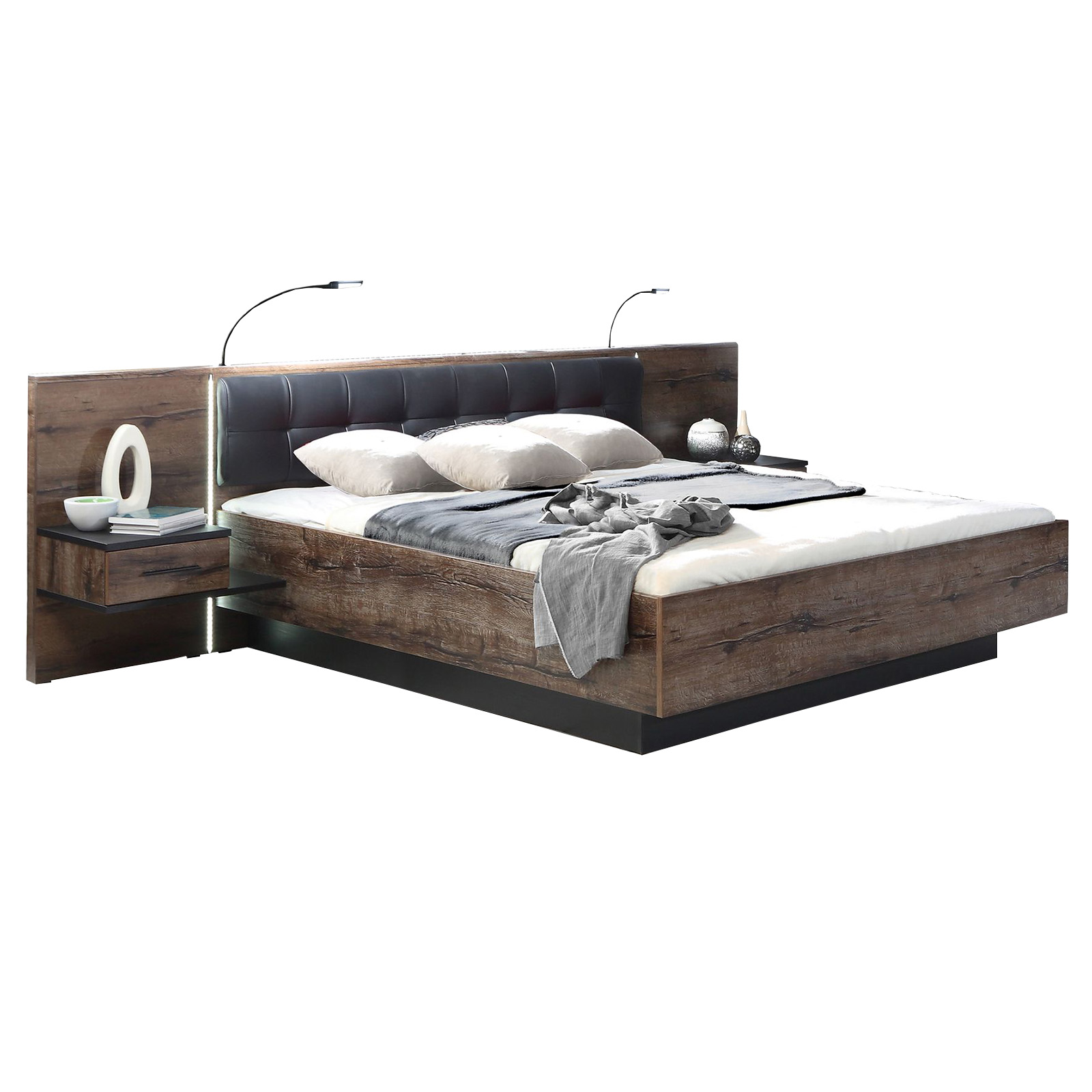 4-teiliges Schlafzimmer Set - Schlammeiche-Schwarzeiche