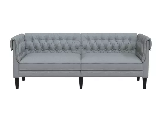Canapé Chesterfield 3 places gris clair tissu