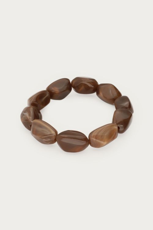 Donkerbruine armband met ovalen kralen