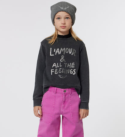 Zadig & Voltaire Sweatshirt - Schwarz/Silber m. Text
