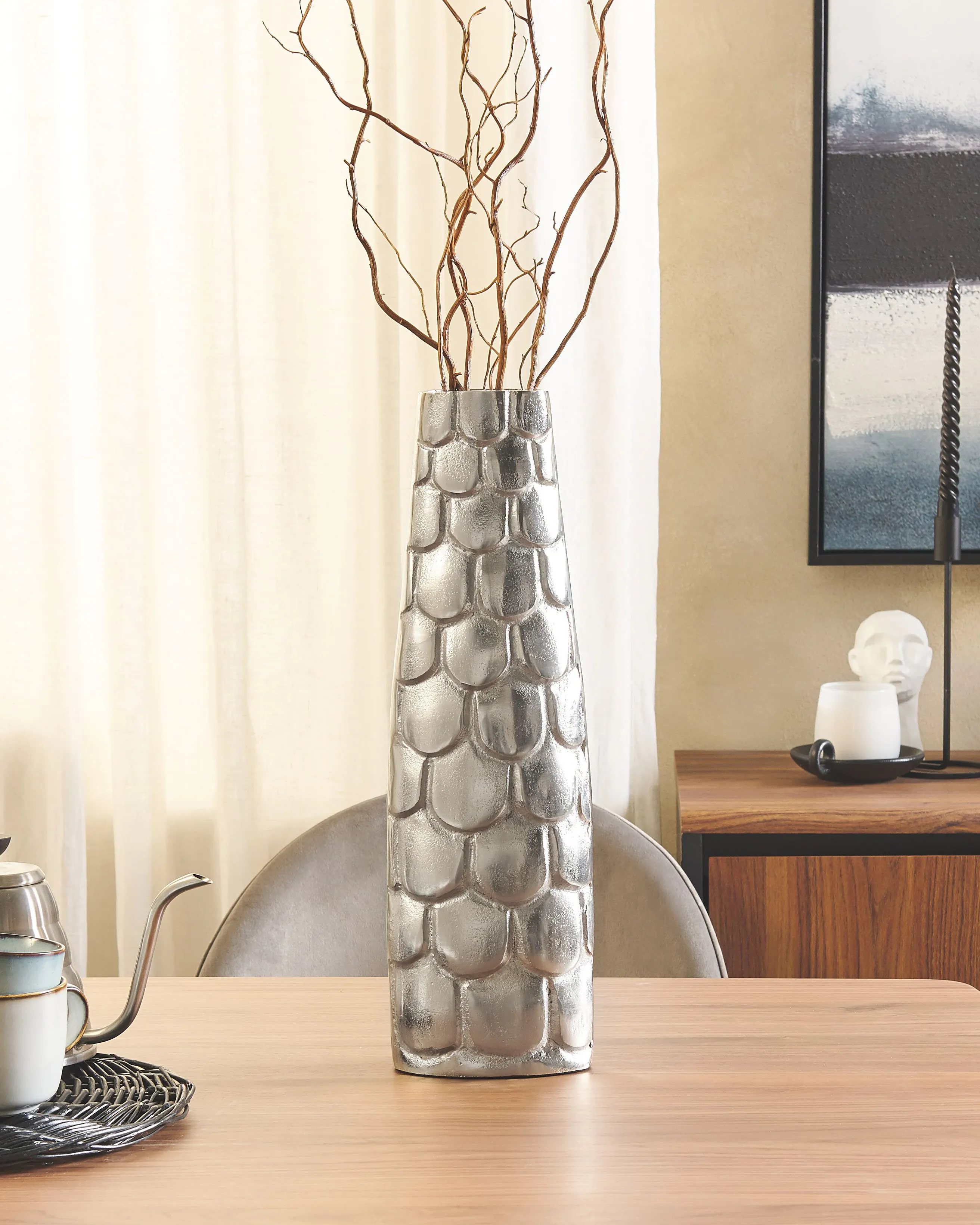 Bloemenvaas SUKHOTHAI Metaal 47 cm Zilver