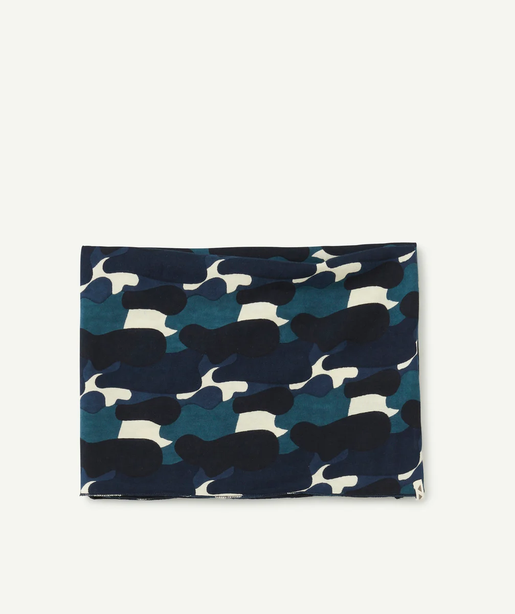 SNOOD GARÇON EN COTON BIO FORMES BLEUES ET BLANCHES