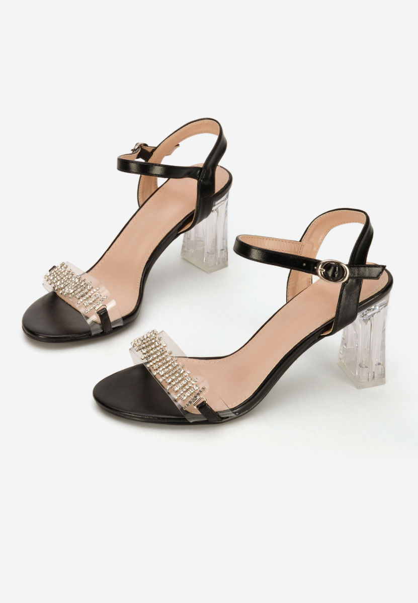 Sandales à talon transparent noires Kalistia