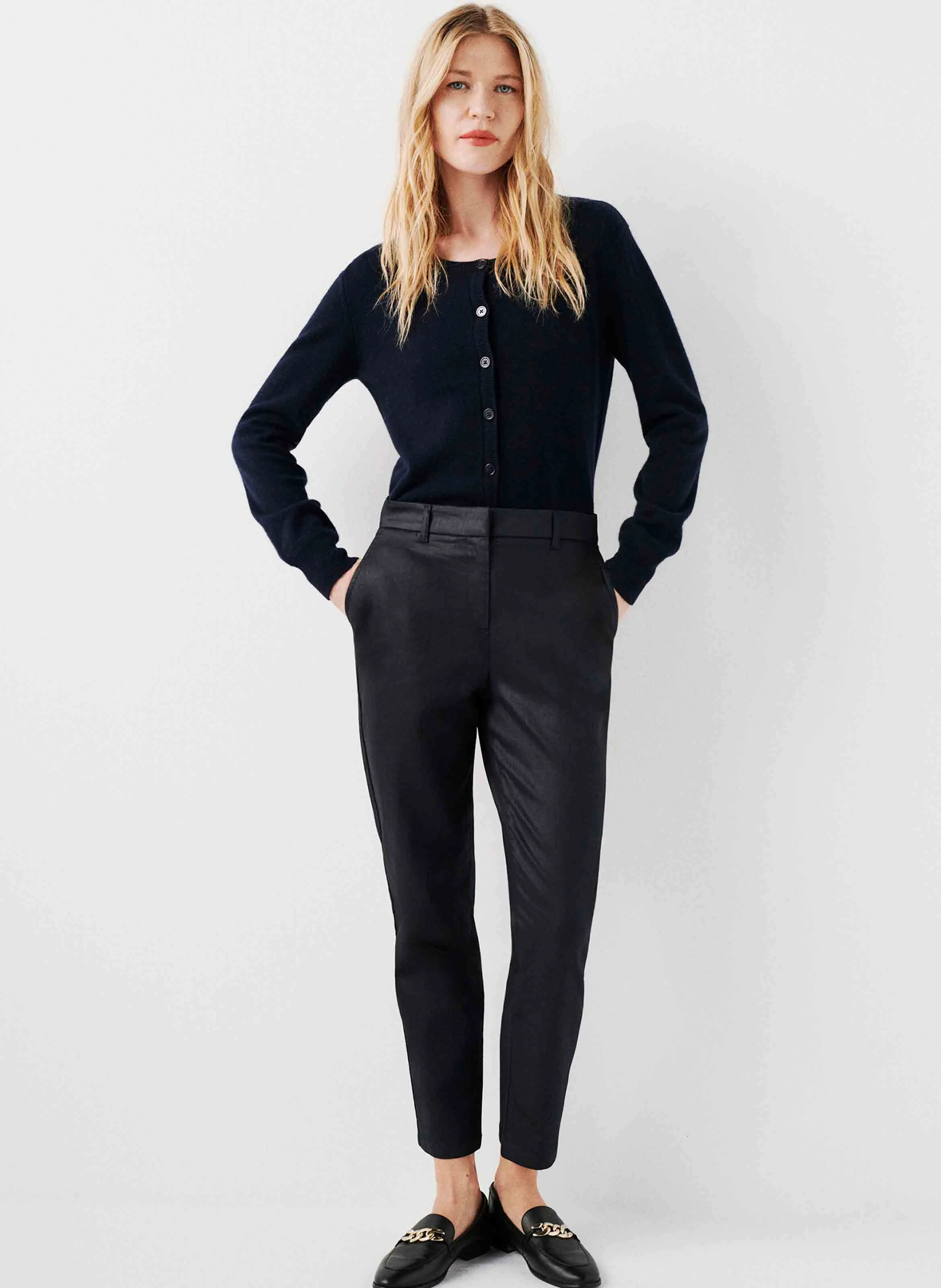 PSIDIKOU - Pantalon cigarette en coton mélangé | Bleu