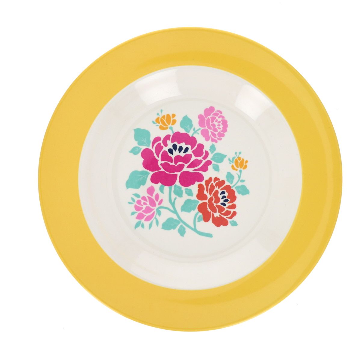 Assiette en mélamine à fleurs jaunes Datcha Jolie saison