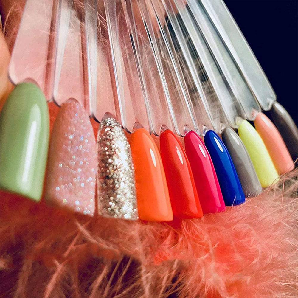 (51-tlg. Set) Nail Tips Display Muster für Gelnägel Nageldesign Farbkarte mit Ring für 50 Farben - Transparent