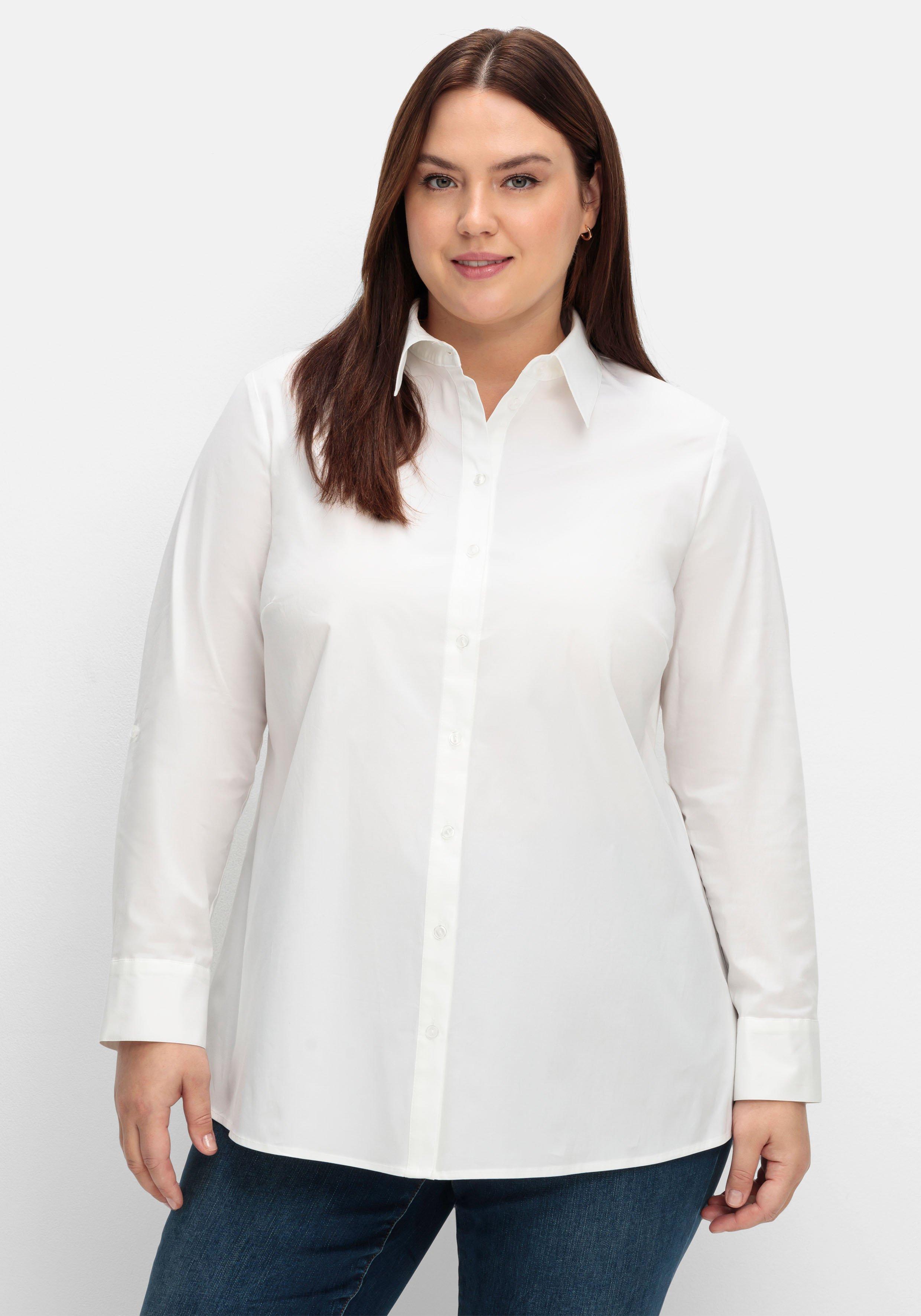 Hemdbluse mit Krempelärmeln, in leichter A-Linie