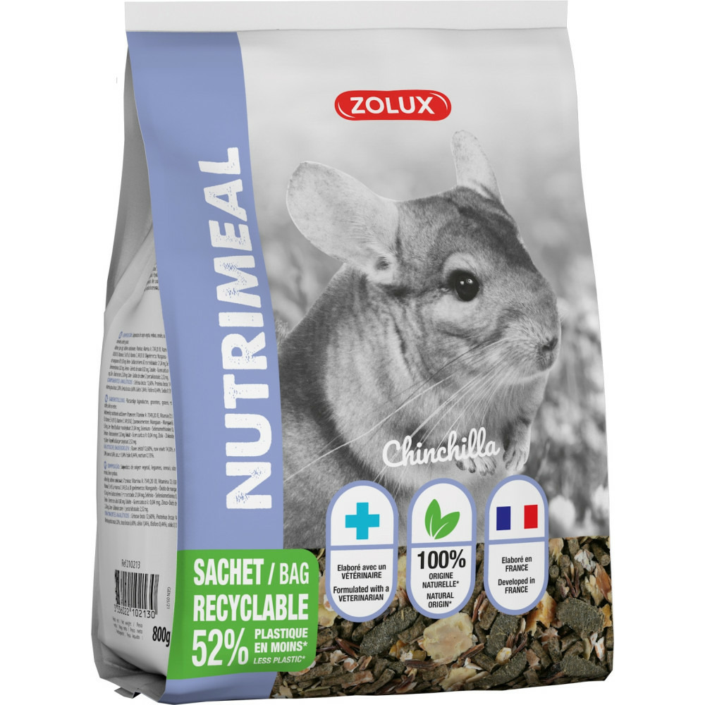 Aliment composé pour chinchilla, nutrimeal sachet 800g