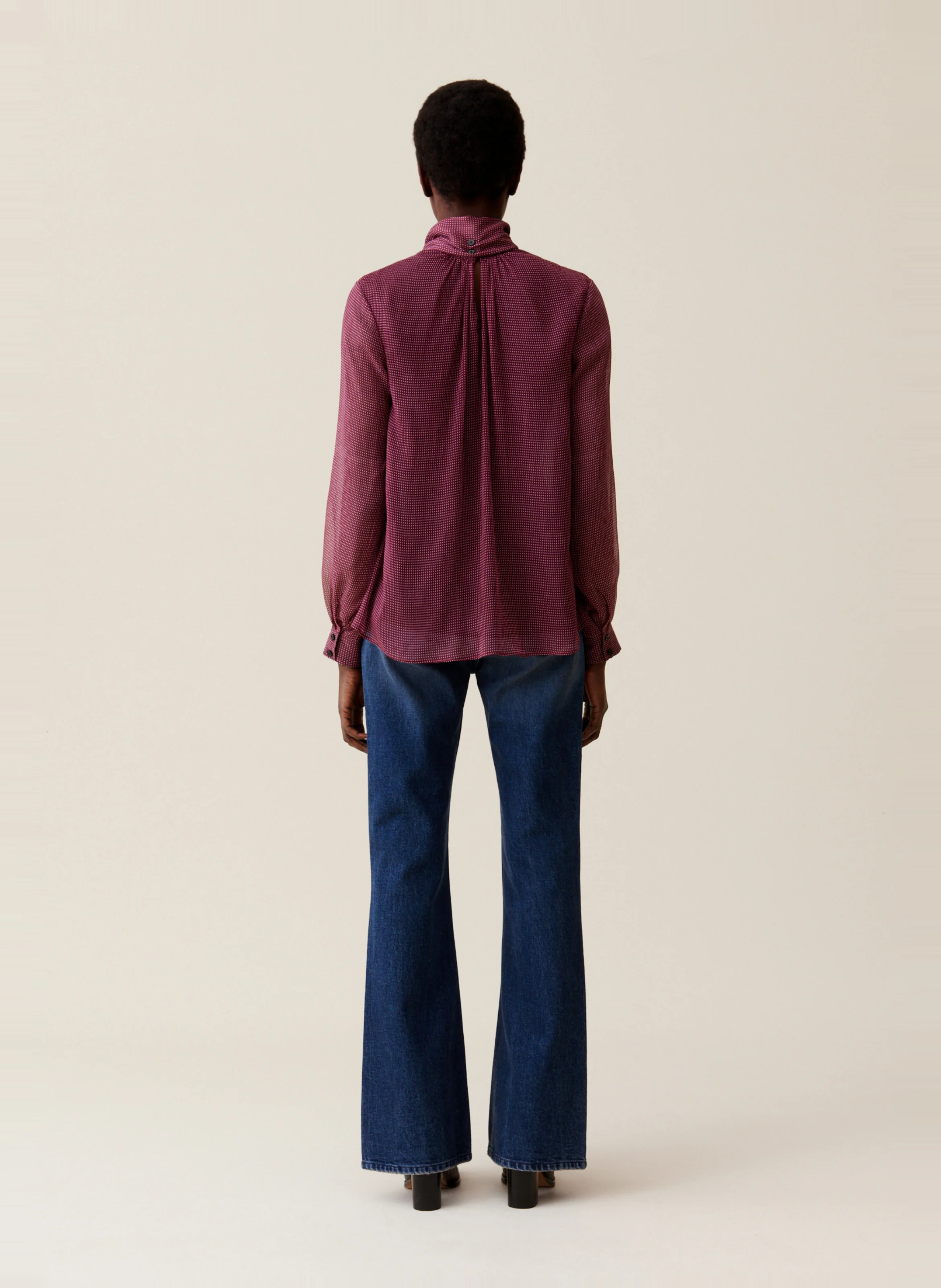 Blouse à col lavallière | Rose