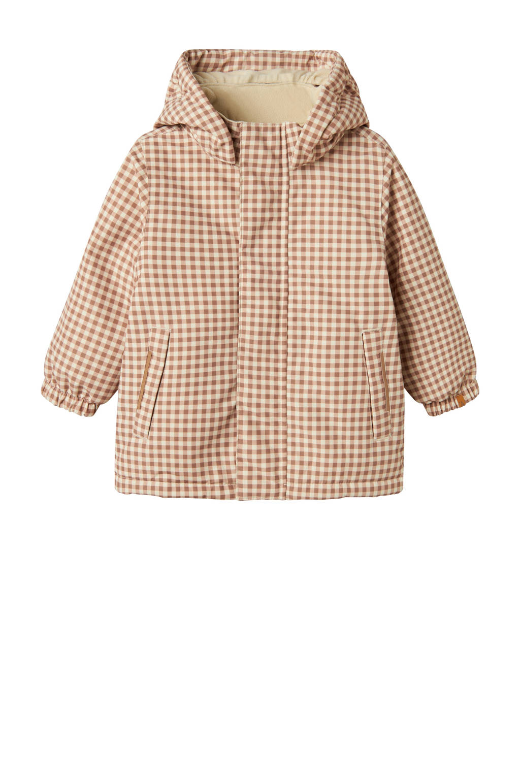LIL' ATELIER geruitewinterjas NMFLASNOW10 bruin/offwhite