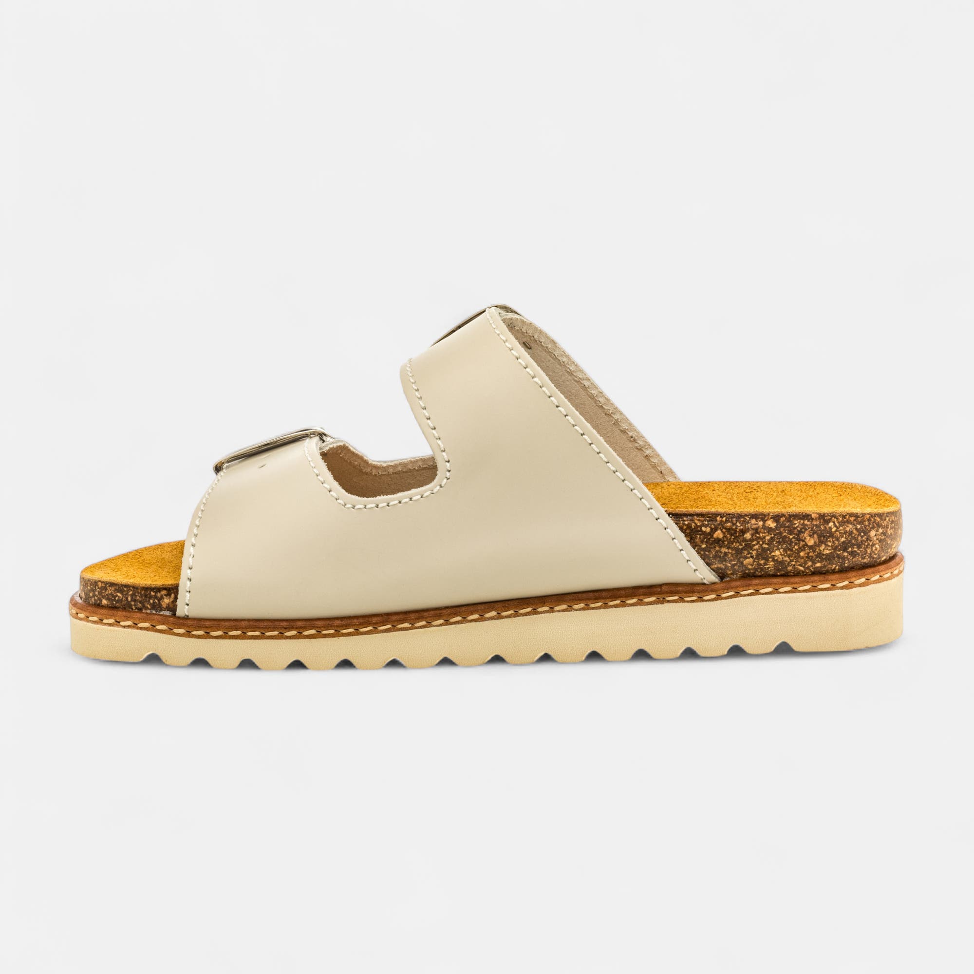 Mules semelle liège Femme en cuir beige