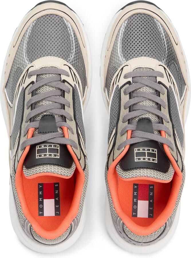 Tommy Jeans Sneakers laag 'ARCHIVE' beige donkergrijs neonoranje