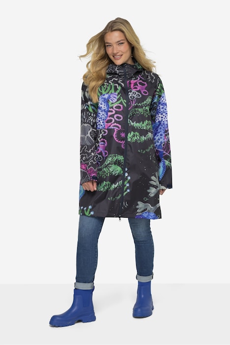Funktions-Regenmantel, Kapuze, verdeckter Zipper