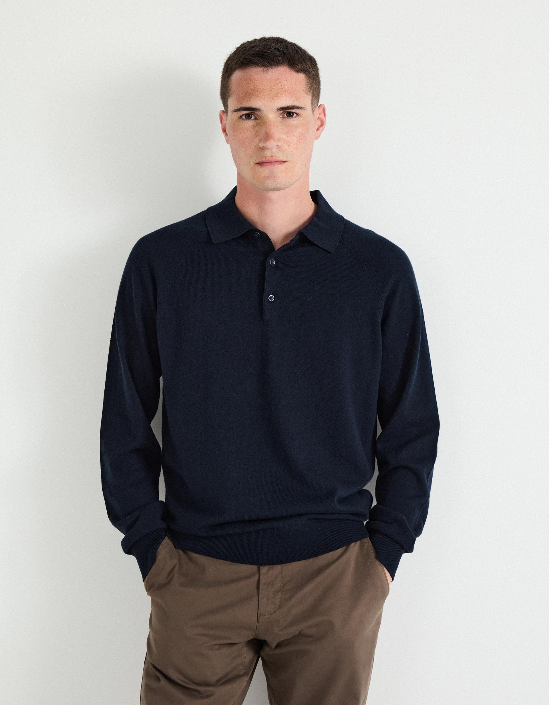 Polo com Caxemira, Homem, Azul