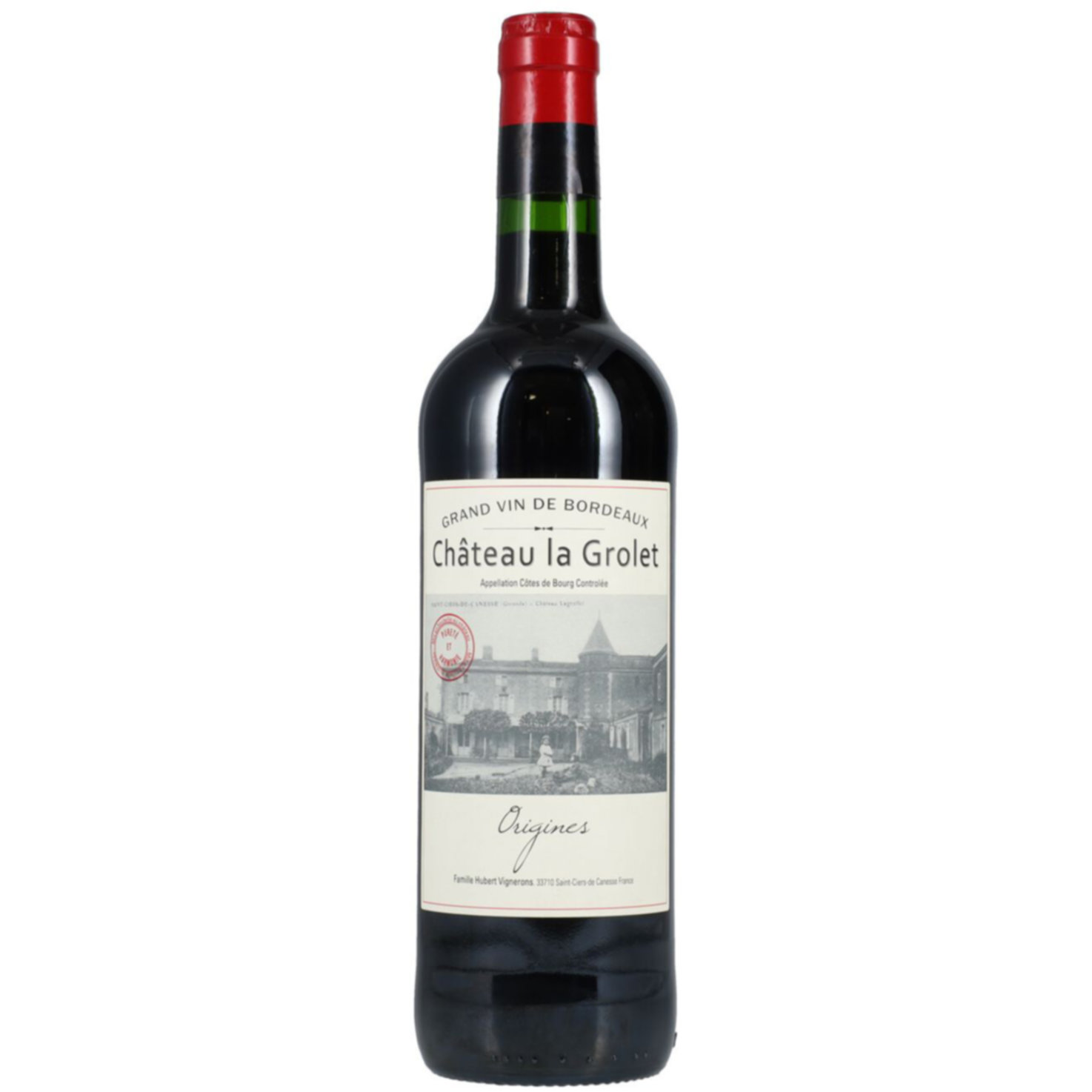 Bordeaux AOC La Grolet Côte Bourg Origines Famille Hubert Vignerons -75cl