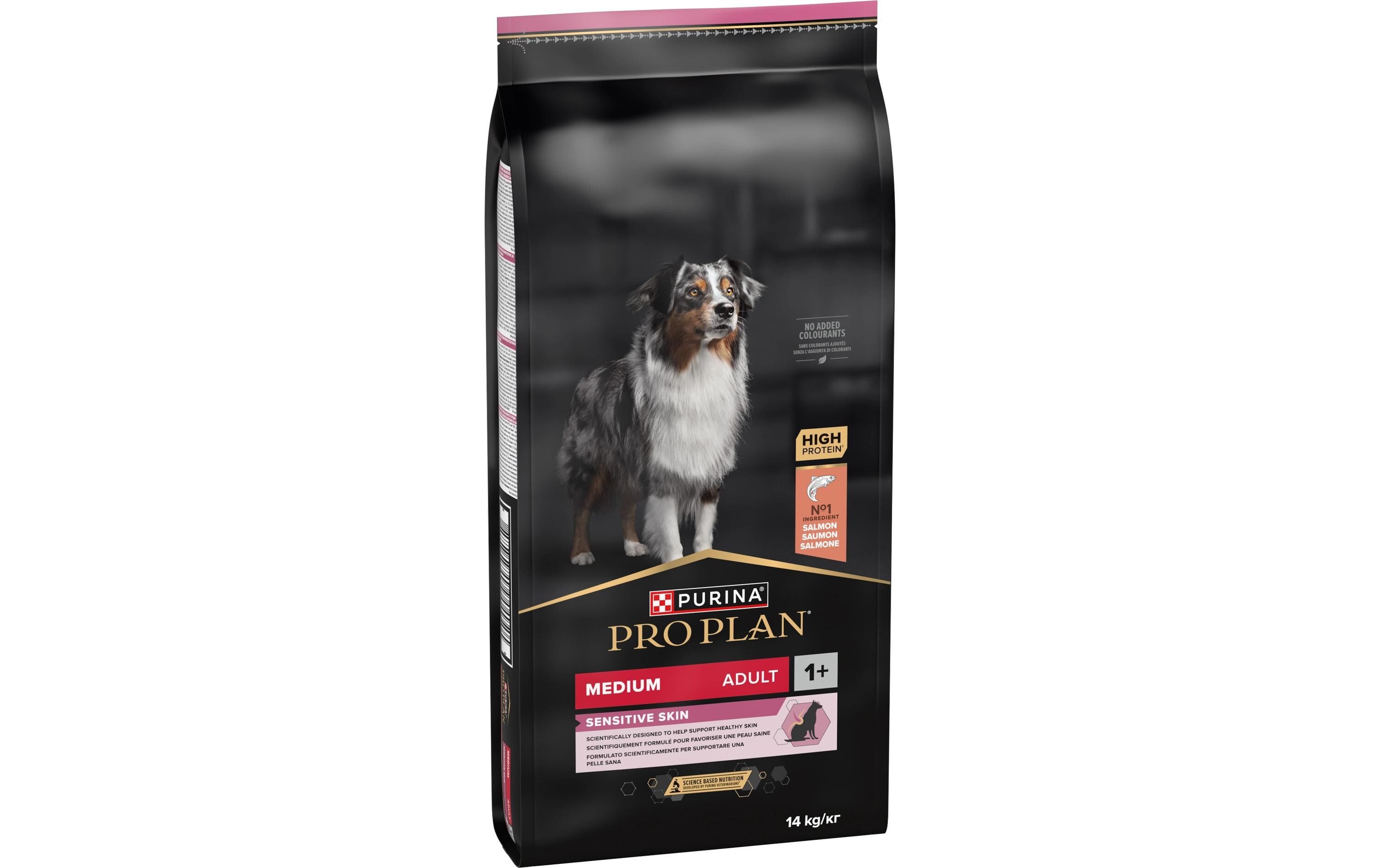 Trockenfutter M Adult Sensitive Skin Lachs, 14 kgAlleinfutter für mittelgrosse Hunde